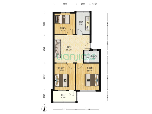 南下河小区 3室1厅1卫 72平方