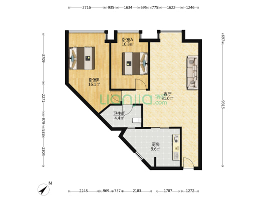 麗錦苑 2室1厅1卫 88平方