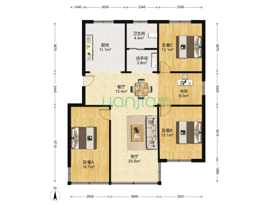 富源二村 4室2厅2卫 132平方