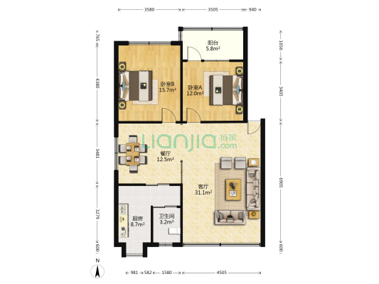惟义路65号 2室2厅1卫 95平方