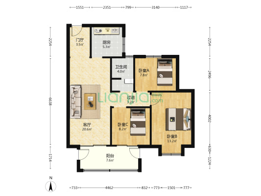 高淳经济开发区双湖雅居 3室1厅1卫 101平方
