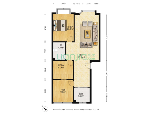 京都苑 3室1厅1卫 98平方