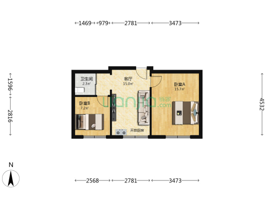 团结社区 2室1厅1卫 51平方