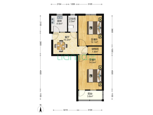 惠龙新村E区220-252号 2室1厅1卫 63平方