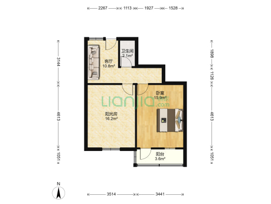 大河浜3号 1室1厅1卫 59平方