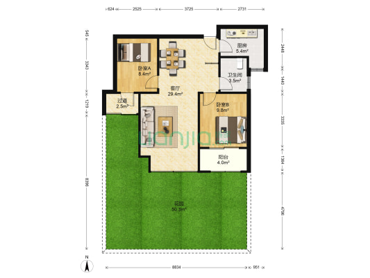 玲珑汇 2室1厅1卫 80平方