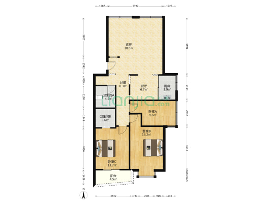 刘北行政村 3室2厅2卫 130平方