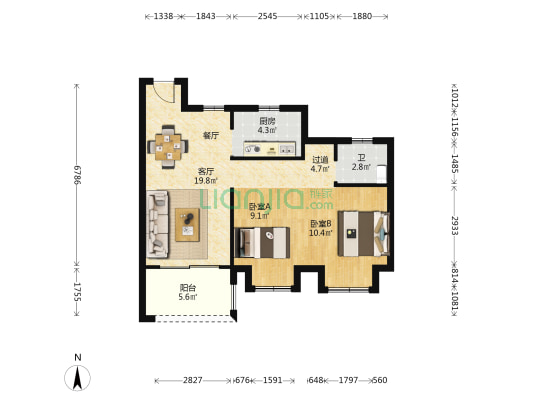 九龙家苑五期 2室1厅1卫 75平方