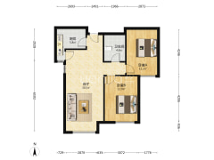 鸿坤南向两居室  精装修   中间楼层  随时看房-涿州鸿坤理想湾北区户型图