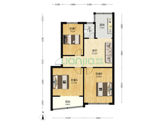 经贸公司家属楼 3室1厅1卫 79平方