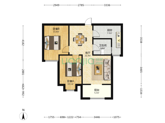 两夹坡一期 2室1厅1卫 75平方