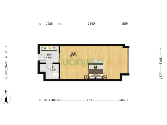 新天地壹号 1室0厅1卫 68平方