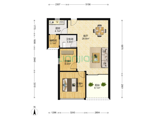 前城上品 2室1厅1卫 80平方