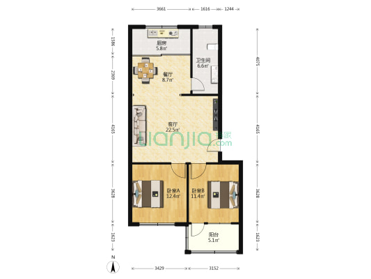 文华苑小区 2室2厅1卫 93平方