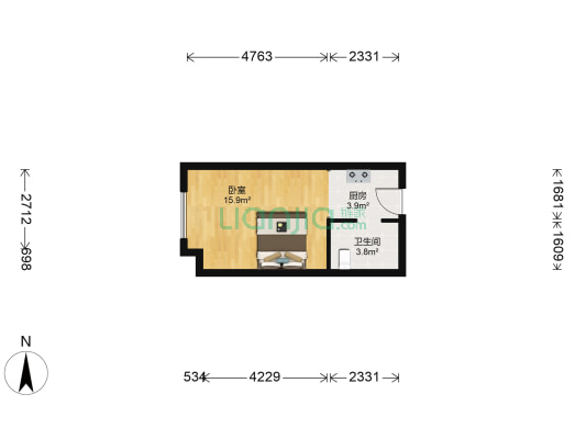 宝龙公寓 1室0厅1卫 32平方