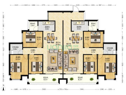 德泽苑 6室2厅2卫 199平方