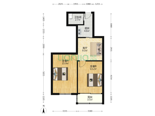 里仁坊巷 2室1厅1卫 57平方