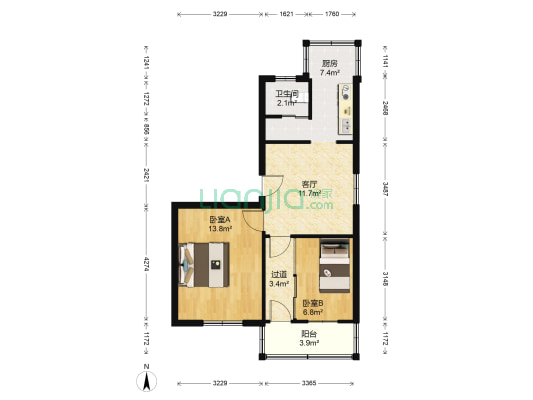 江滨新村西区 2室1厅1卫 62平方