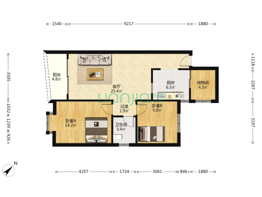 翠拥华庭二期 2室1厅1卫 89平方