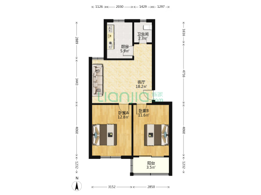冠华小区 2室1厅1卫 66平方
