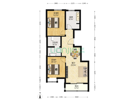 天怡晴园 2室1厅1卫 91平方