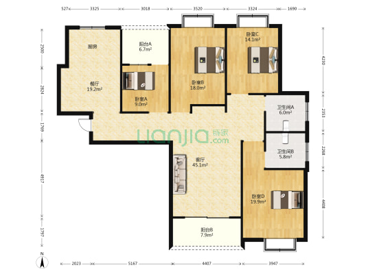 福达御福苑 4室2厅2卫 162平方