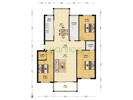 春雅苑 3室2厅2卫 146平方