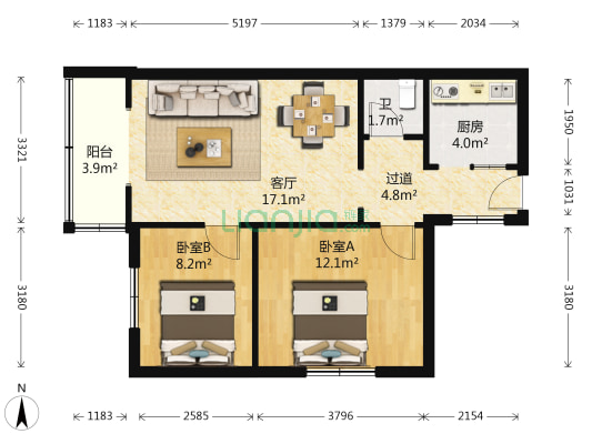 小龙桥路87号院 2室1厅1卫 59平方
