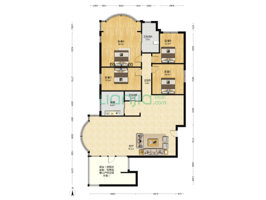 天府花园二期 4室1厅2卫 180平方