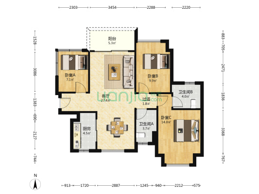 惠阳雅居乐花园四期 3室1厅2卫 100平方