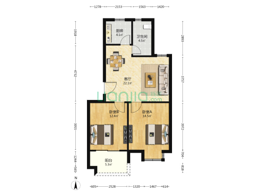 湘南公寓三期 2室1厅1卫 76平方