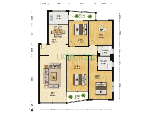 东浦书城 4室2厅2卫 143平方