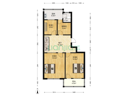 潍城区向阳路175号 3室1厅1卫 87平方
