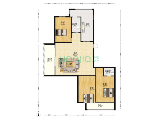 山城公寓 3室1厅2卫 149平方