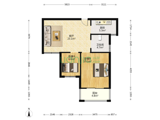 官塘绿苑三区 2室1厅1卫 81平方