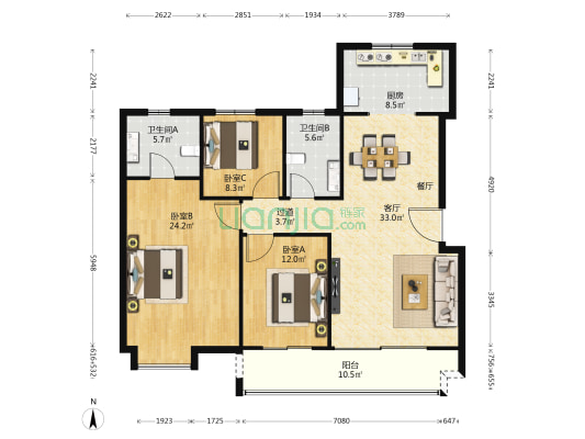 御锦城澜轩 3室1厅2卫 141平方