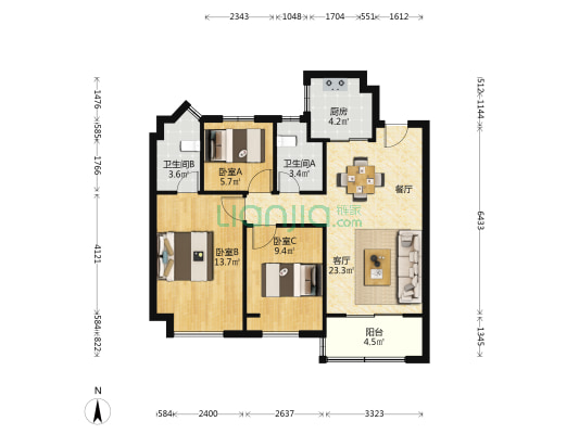 建发和著 3室1厅2卫 87平方