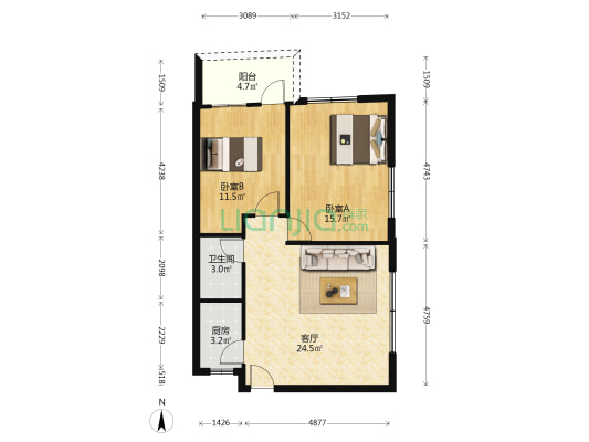 耀华社区存善正街 2室1厅1卫 77平方