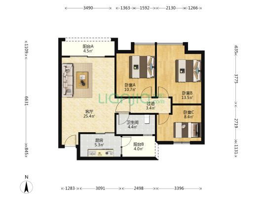 吉水街271号 3室1厅1卫 89平方