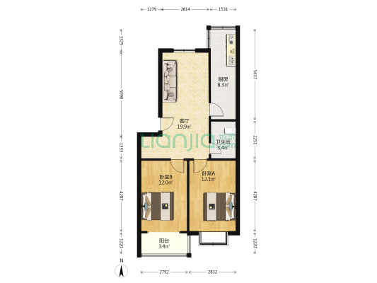 顺盛聚福源(航天路) 2室1厅1卫 76平方