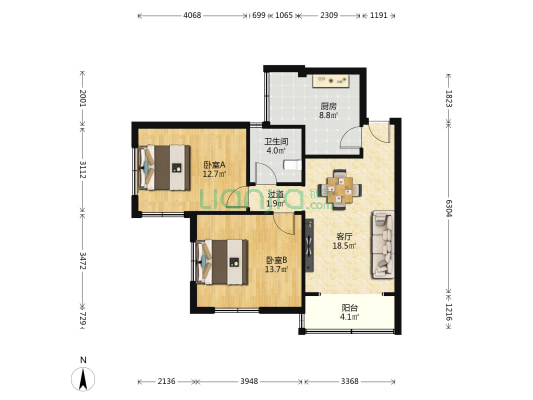 秦安小区 2室1厅1卫 82平方
