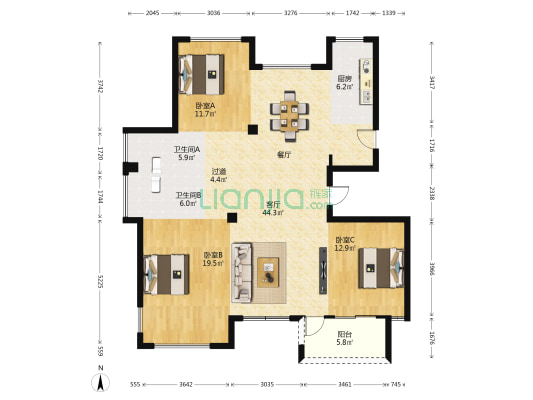 大观璟园 3室1厅2卫 148平方
