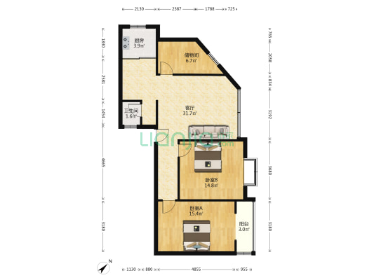农园巷2号 2室1厅1卫 96平方