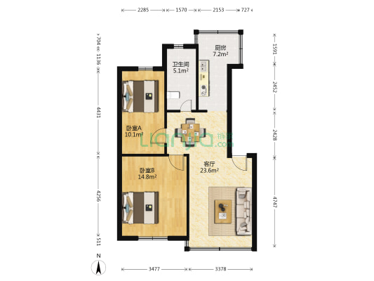 康达尔职工住宅楼 2室1厅1卫 69平方