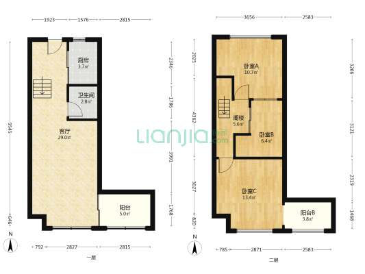 众友新宸中心 3室1厅1卫 63平方