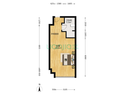 浙大森林 1室0厅1卫 56平方