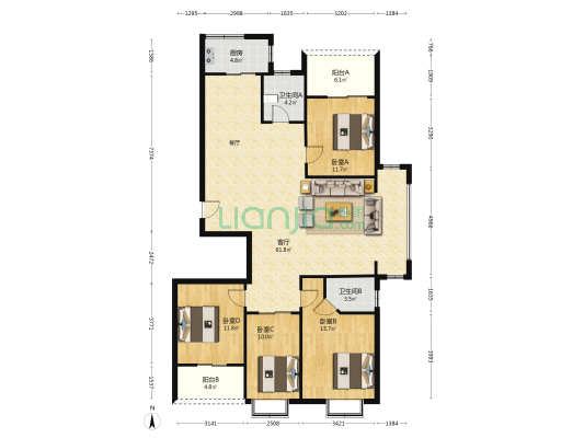 凤锦天成 4室1厅2卫 160平方