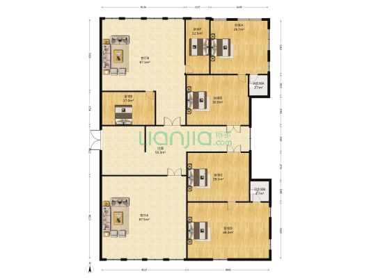 外商国际商务中心 6室2厅2卫 480平方
