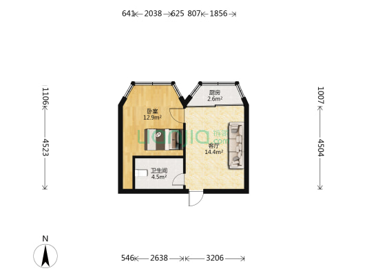 宜家洋房 1室1厅1卫 52平方