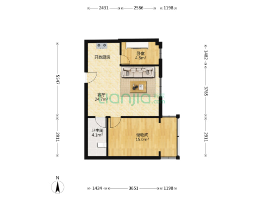 贵和街 1室1厅1卫 70平方